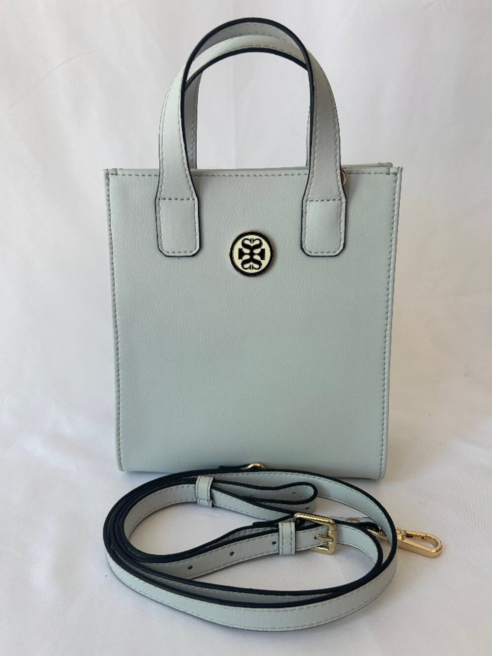 Scalzini Gia Mini Tote Handbag Dove Grey Vegan Leather Crossbody Adjustable NWT